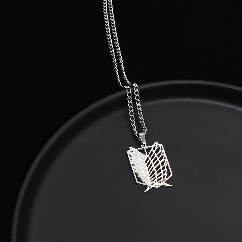 Anime Attack on Titan Necklace for Men Women Wings of Freedom Stainless Steel Pendant Choker Jewelry Accessories Cosplay Gifts